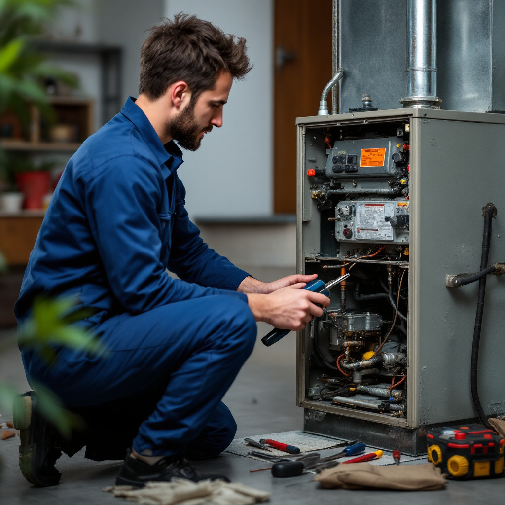 Professional technician repairing a gas furnace in Belton, TX