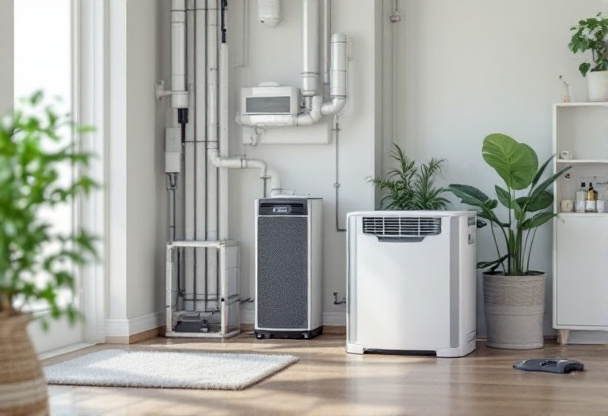 HVAC technician installing a whole-home humidifier system in Belton, TX